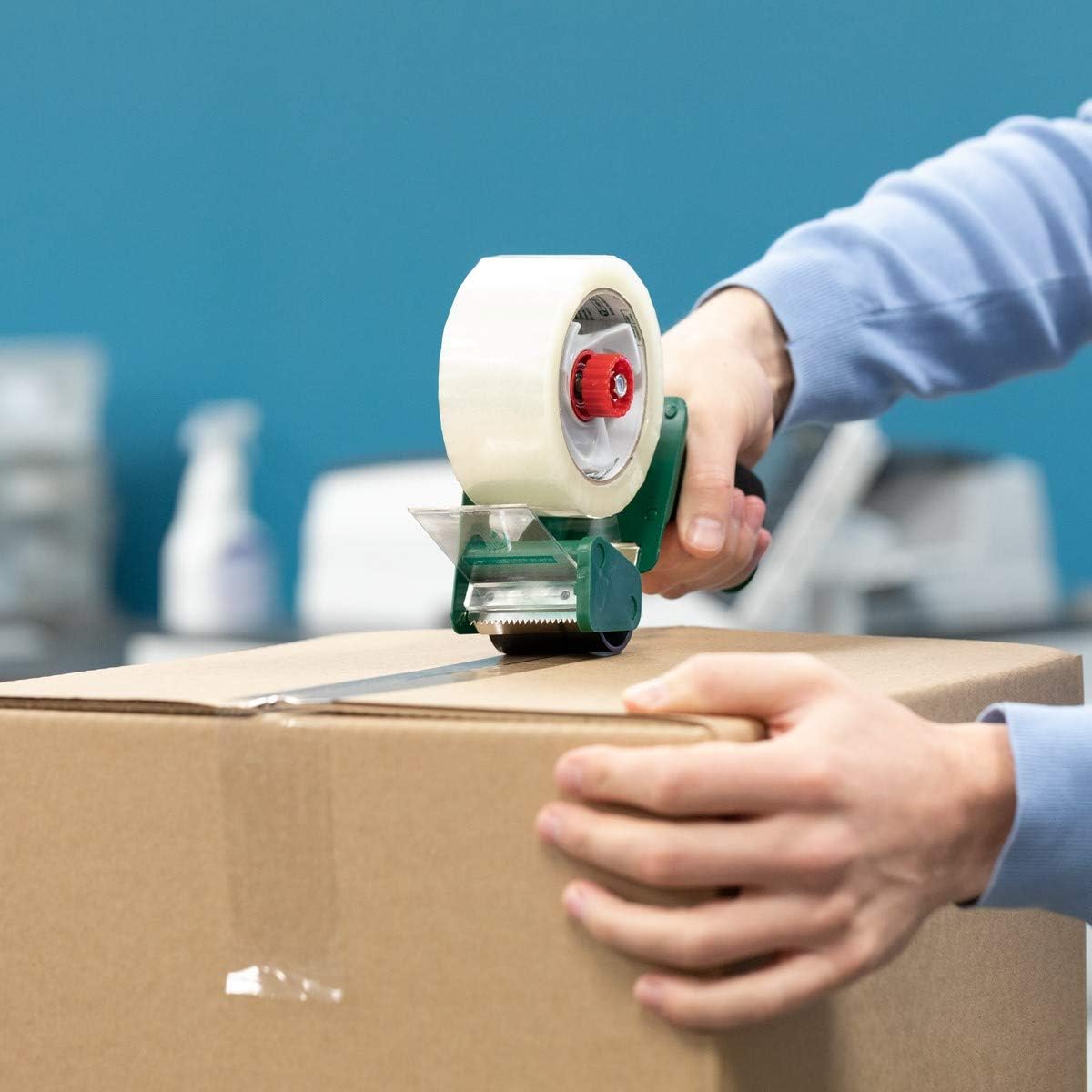Duck Brand Standard Tape Gun with Foam Handle, Includes 1 Roll of 54 Yard Standard Tape (669332), Green/Black : Packing Tape Dispensers : Office Products