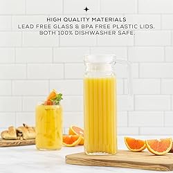 40oz Glass Pitcher with Lid (2 Lids) - Beverage