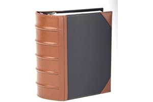 KLEER VU Executive Binder, English Leather 2 Tone with Stitching and Ribbed Spine, Holds 625 8.5x11” Sheets - Professional Binder Organizer for Office, Library, Home, Black (3" inch, 1PK)