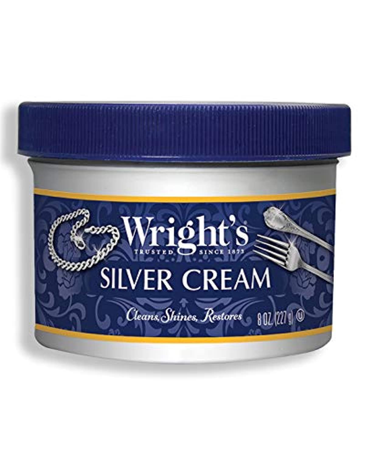 Wright's 14 silver polishing cream, 3-in-1, general purpose, for removal of startup, cleaning, gloss and protection of silver, tin, porcelain, car chrome, 227ml volume