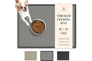 AVERYDAY 18x10'' Silicone Dog Mat for Food and Water, 0.63'' Edge Dog Food Bowl Mats for Floor Waterproof, Dogs Water Mat for Sloppy Drinker, Non Slip Rubber Pet Feeding Mats for Indoor Dogs and Cats