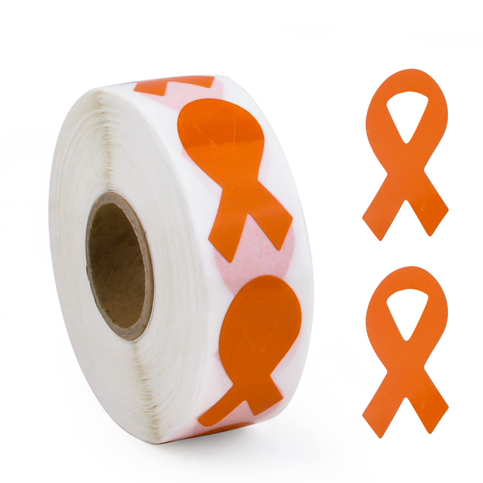 WANDIC Orange Ribbon Awareness Stickers - 500 Pcs Labels Roll for Leukemia Violence Awareness - Package Sealing for Event Gift Letter Bags — image 1
