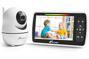iFamily Baby Monitor with Camera and Audio - 5 inch Video Baby Monitor with Remote Pan/Tilt, VOX Mode, Night Vision, Two-Way Talk, Feeding Reminder, Temperature, Build in Lullabies, Long Range, 720p