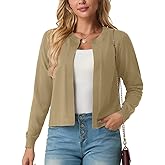GRECERELLE Women's Long Sleeve Open Front Lightweight Knit Cropped Cardigan Sweater Shrugs, S-2XL