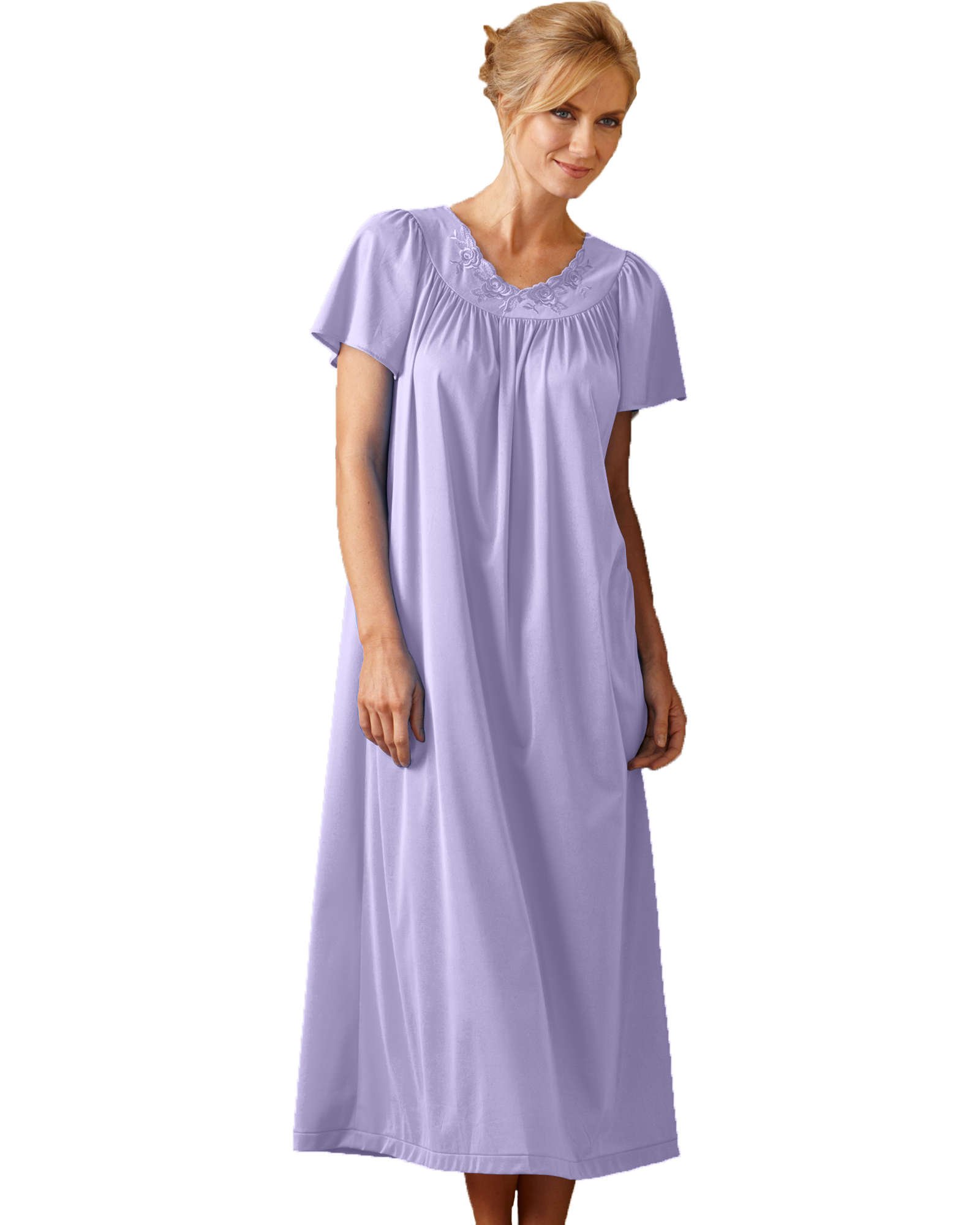 Shadowline Women's Petals 3/4 Sleeve Waltz Coat - 41 Inch Embroidered Robe/Nightgown - View #8