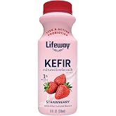 Lifeway Strawberry Kefir, Cultured Low-Fat Milk Smoothie, Probiotic, Gluten-Free, Kosher, 8 Oz Bottle, 2 Count of 6 Bottles Pack, 12 Bottles Total