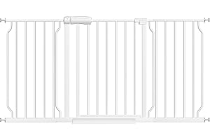 Fairy Baby Extra Wide Baby Gates 57.5-62 Inch, Auto Close Child Safety Gates for Stairs Banister Doorways Hallway, Pure White