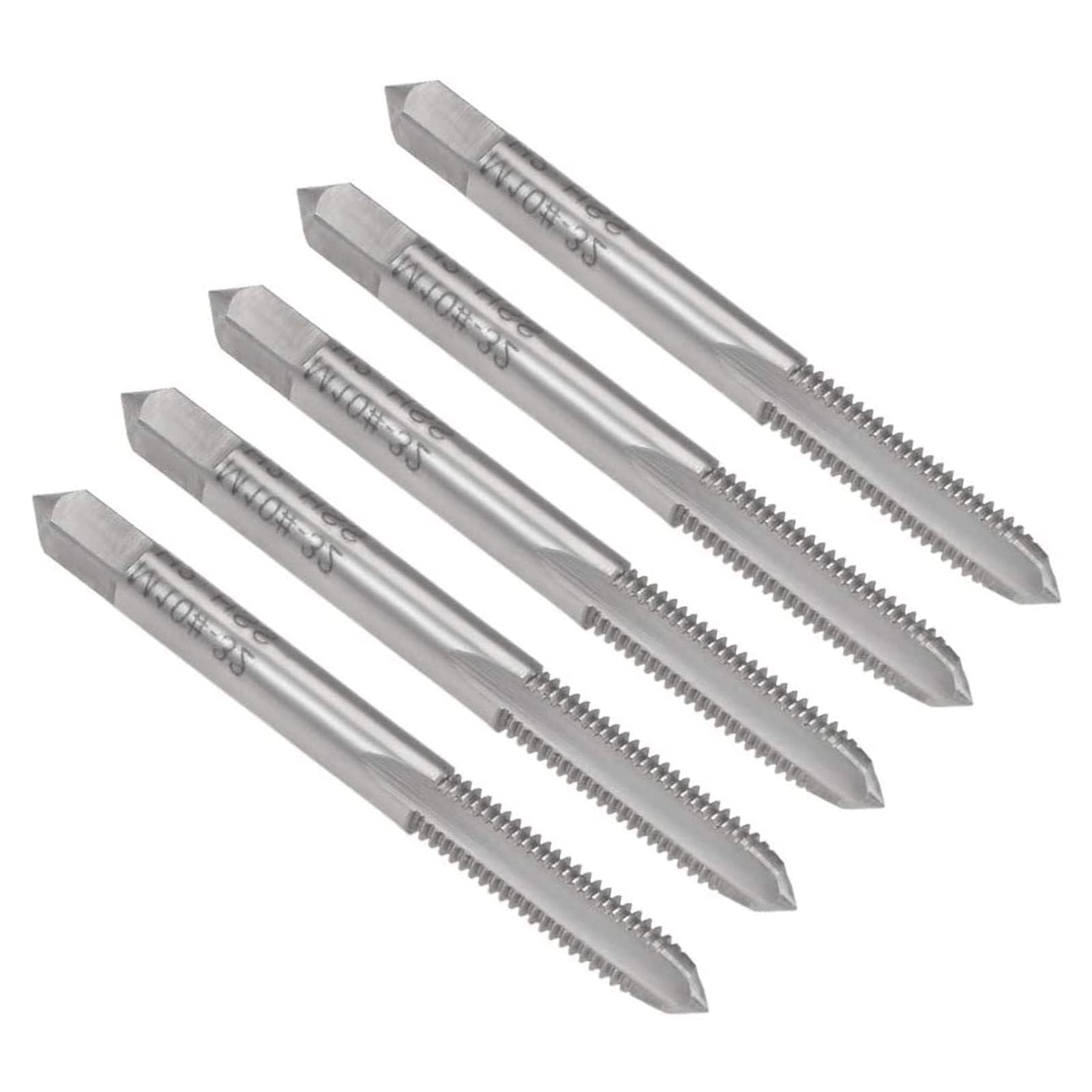 TA-VIGOR 10-32 UNF Straight Flute Thread, Screw Machine Tap with H2 Tolerance, High Speed Steel 3 Flutes Screw Thread Milling Tap 5Pcs