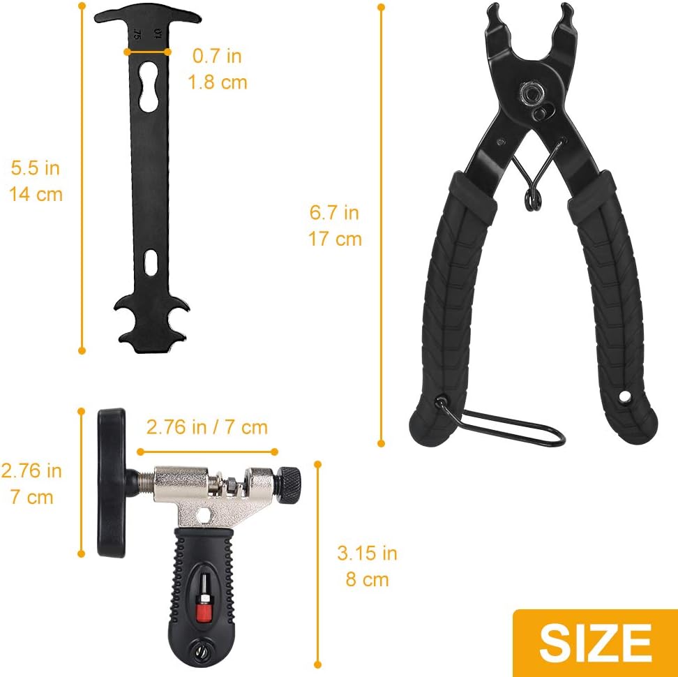 WOTOW Bicycle Chain Repair Tool Kit, Cycling Bike Master Link Pliers Remover & Chain Breaker Splitter Cutter & Chain Wear Indicator Checker & Reusable Missing Connector for 6/7/8/9/10 Speed Chain : Sports & Outdoors