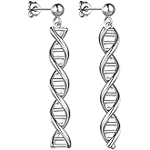 beautlace DNA Double Helix Chemistry Science Molecule Biology Earrings Silver/18K Gold/Black Gun Plated DNA Dangle Earring Jewelry for Women KE0011