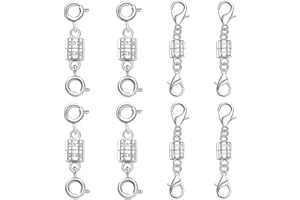 S925 Sterling Silver Magnetic Necklace Clasps, Jewelry Making Connectors, Chain Extender Converters for Bracelets and Necklac
