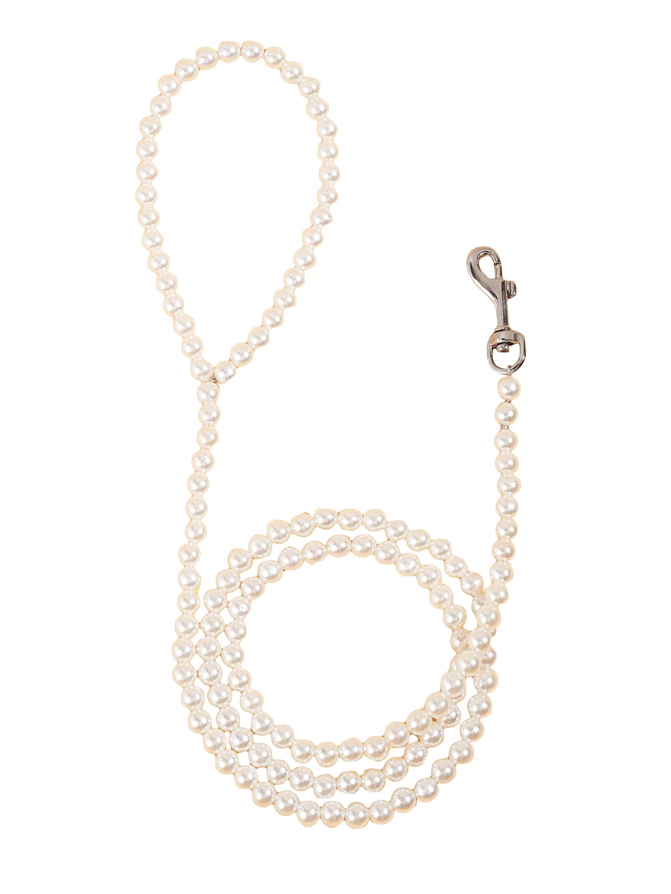 Photo 1 of QWINEE Pearl Beaded Pet Leash Cat Dog Leash Elegant Puppy Leash Pet Leash with Lockable Hooks for Small Medium Dogs Cats Kitten White One Size