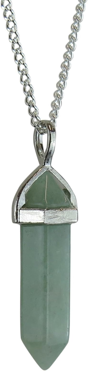 Luck Trader Real Crystal Pendulum Pendant in Jade - Silver Plated