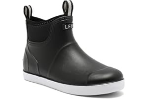 Lezzglt Mens Deck Boots, Saltwater Fishing Booties Rubber Waterproof Ankle Rain Boots, High-performance Footwear Chelsea Boots for Gardening Fishing Boating Camping Sailing