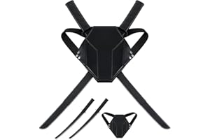 WinnerWhy Halloween Sword Back Holster Belt and 2 Samurai Swords Katana Samurai Ninja Cosplay Accessories for Halloween Cosplay Party
