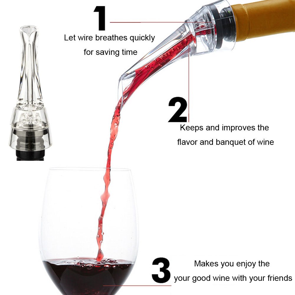 Censha Wine Aerator Diffuser Pourer Decanter Premium Aerating Pourer and Decanter Spout Wine Accessories with Gift Wine Stoppers