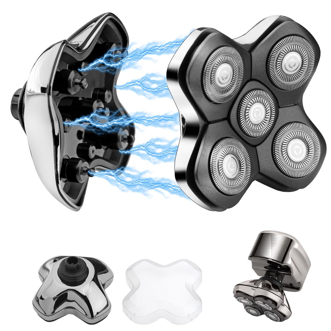 5 Blade Magnetic Replacement Heads for Skull Shaver 4 and 3 Series