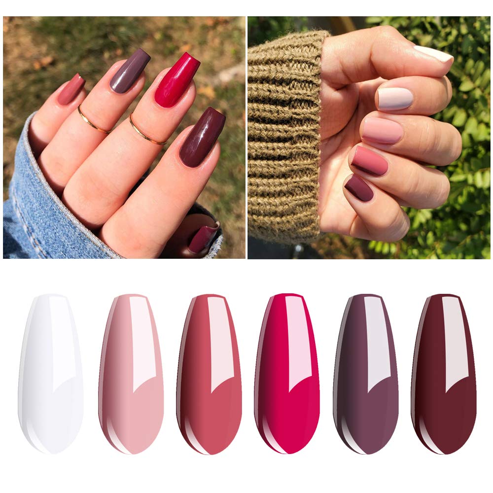 Vishine 6 Pcs Soak Off Gel Nail Polish Set Yellow Peachy Spring Summer Color Nail Gel Polish Series Nail Varnish Starter Kit