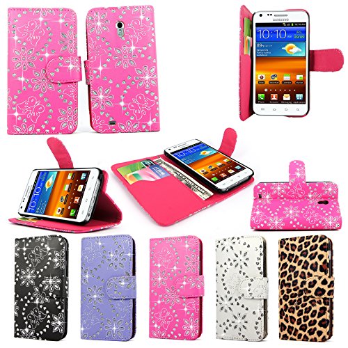 Cellularvilla (Tm) Case for Samsung Galaxy S2 Epic 4g Touch D710 Sprint Glitter PU Leather Wallet Card Flip Open Case Cover Pouch. (Pink Glitter)