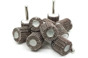 Benchmark Abrasives Aluminum Oxide 1 Inch Flap Wheel - 1” Length 1/4" Shank Mounted Sander for Deburring, Sanding, Grinding, Paint Removal - Polishing Wheel for Drill & Grinder (10 Pack) - 60 Grit