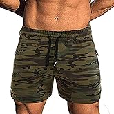 EVERWORTH Men's Solid Gym Workout Shorts Bodybuilding Running Fitted Training Jogging Short Pants with Zipper Pocket 3 Colors