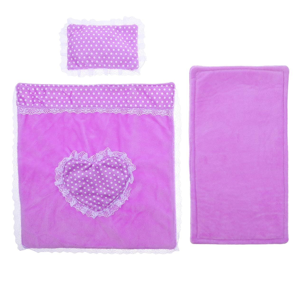 BESPORTBLE Miniature Dollhouse Bedding Set Purple with Comforter Pillows Blanket Realistic Doll Bedroom Accessories for Pretend Play and Dollhouse Furniture Decor