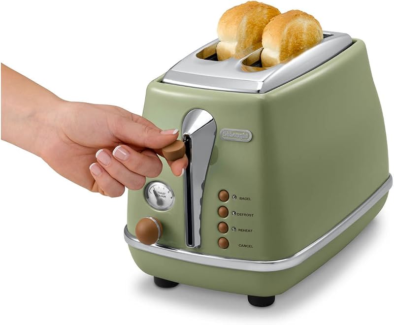 CTOV 2103.GR Icona Vintage Toaster 900 W, 2 fatias, Aço Inoxidável, verde