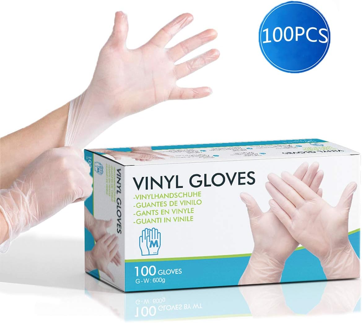 Janolia Disposable Gloves, Latex-Free 100 pcs Gloves for Home Cleaning, One-Use Washing Gloves (L(8.7X 4.7x2.7"))