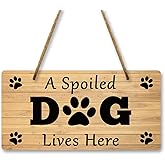 Hanging Pet Sign for Home Decor Dog Sign Decor 10x5 Inch Dog Lover Sign Wall Sign Decorative Gift for Dog Owner Hanging Plaque for Rustic Home Decor Wall Art A Spoiled Dog Lives Here Double Sided Sign