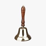Assorted Collections Traditional Wooden Handle Brass Bell 9cm Dia 22cm High view 6