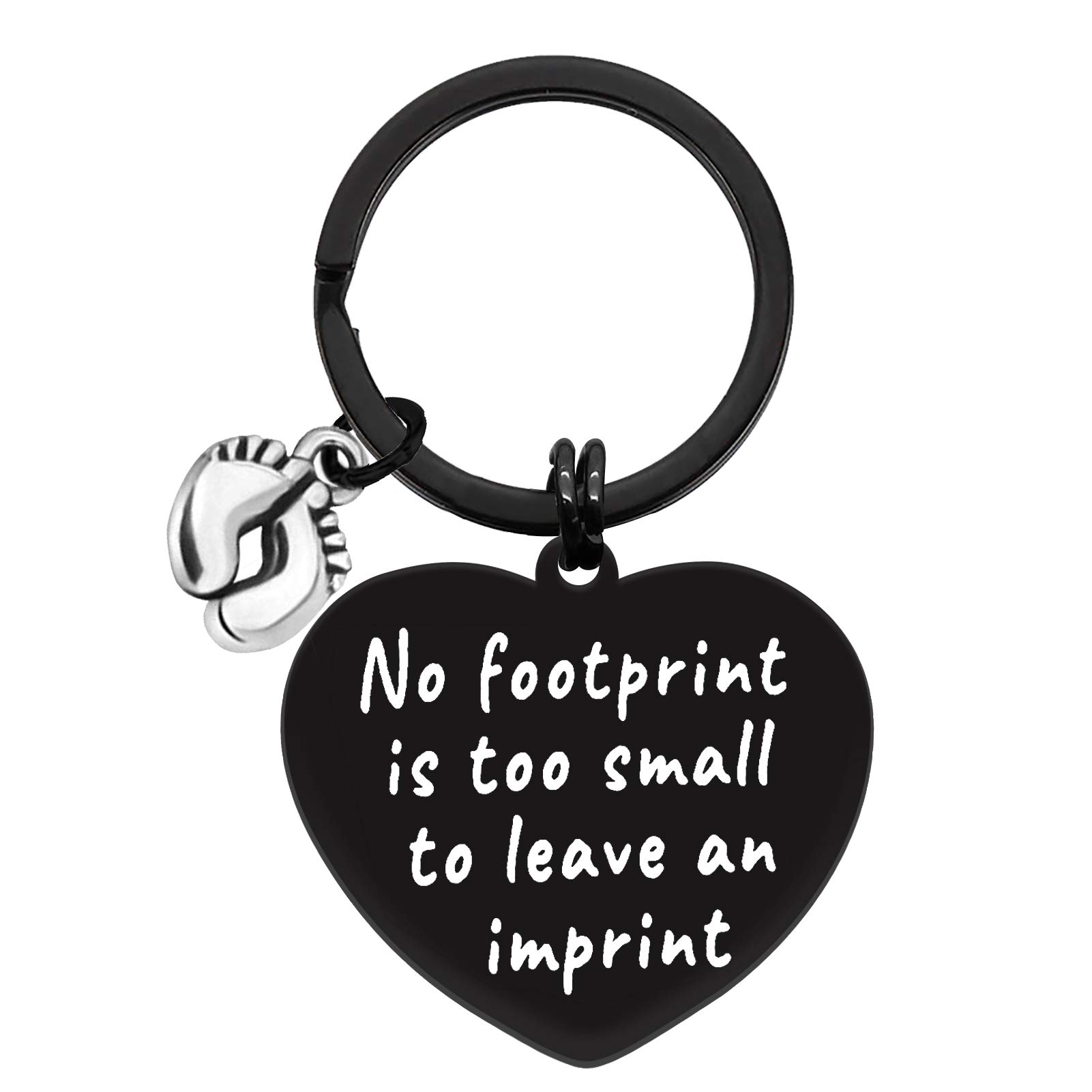 Miscarriage Keyring Baby Memorial Gifts No Footprint is Too Small Keyring Loss Infant Child Memorial Keychain Miscarriage Keepsake Gifts Remembrance Gift Sympathy Gift for Loss Infant Baby