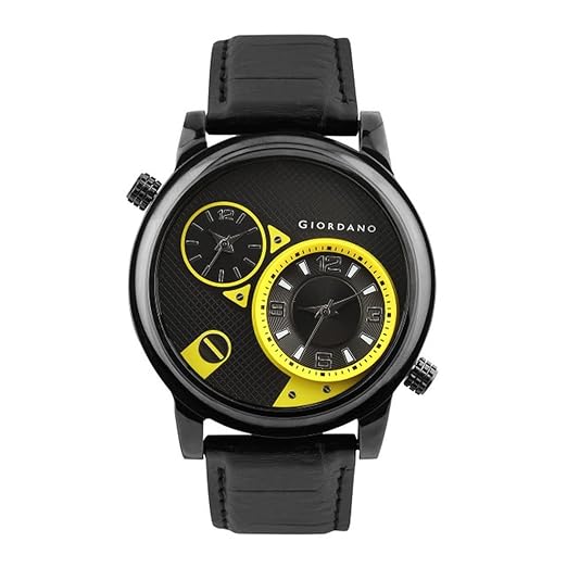 Analog Multi-Colour Dial Mens Watch - 60058 BLK/YELLOW