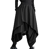 ellazhu Women's Drop Crotch Harem Skirt Pants Baggy Elastic Waist Irregular Trousers GZ29 A