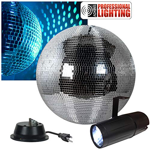 12" Disco Mirror Ball Complete Party Kit with LED Pinspot and Motor - Adkins Professional Lighting
