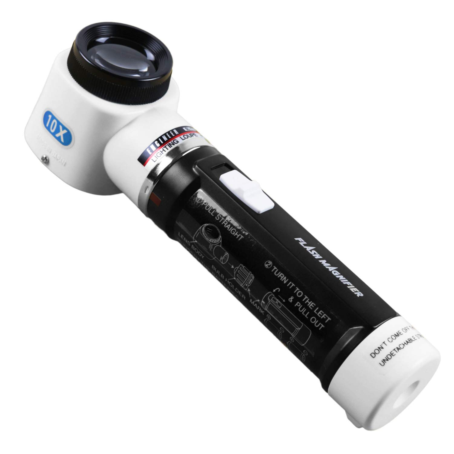 illuminated 10X magnifying inspection loupe with integrated 'graduated' scale (handheld magnifier with light). Made in Japan. ENGINEER sl-71