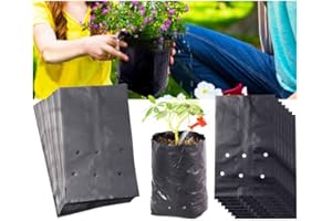 100 Pcs Nursery Bags Plastic Planting Bags Grow Bags for Plants Seedling Bags Garden Planter Bags Plant Containers Flower Pot