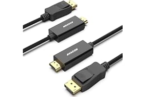 AVACON 4K DisplayPort to HDMI 6 Feet Gold-Plated Cable 2 Pack, Uni-Directional DP 1.2 Computer to HDMI 1.4 Screen DisplayPort to HDMI Adapter Male to Male Black