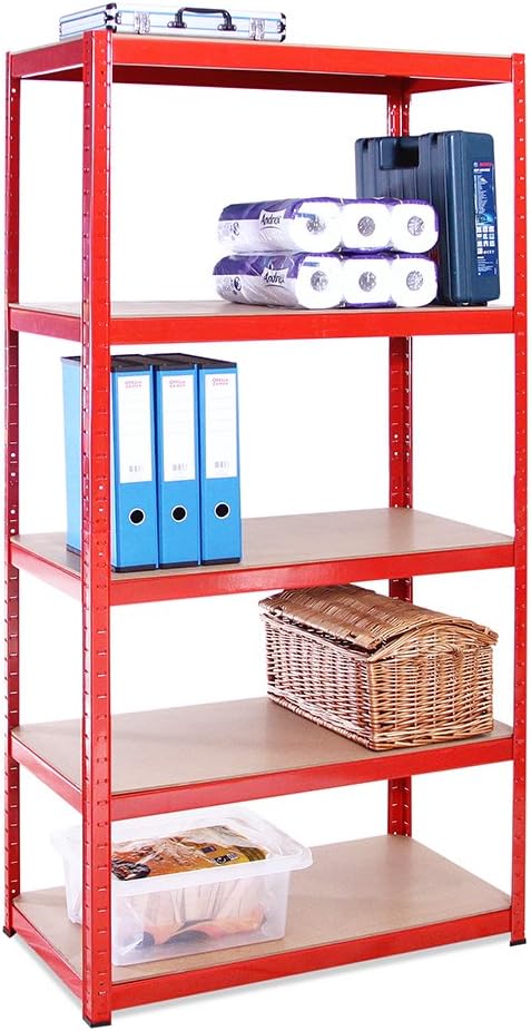 Scaffale Per Garage G-Rack 180x90x60cm - 5 Ripiani Da 265kg, Rosso - Foto 4