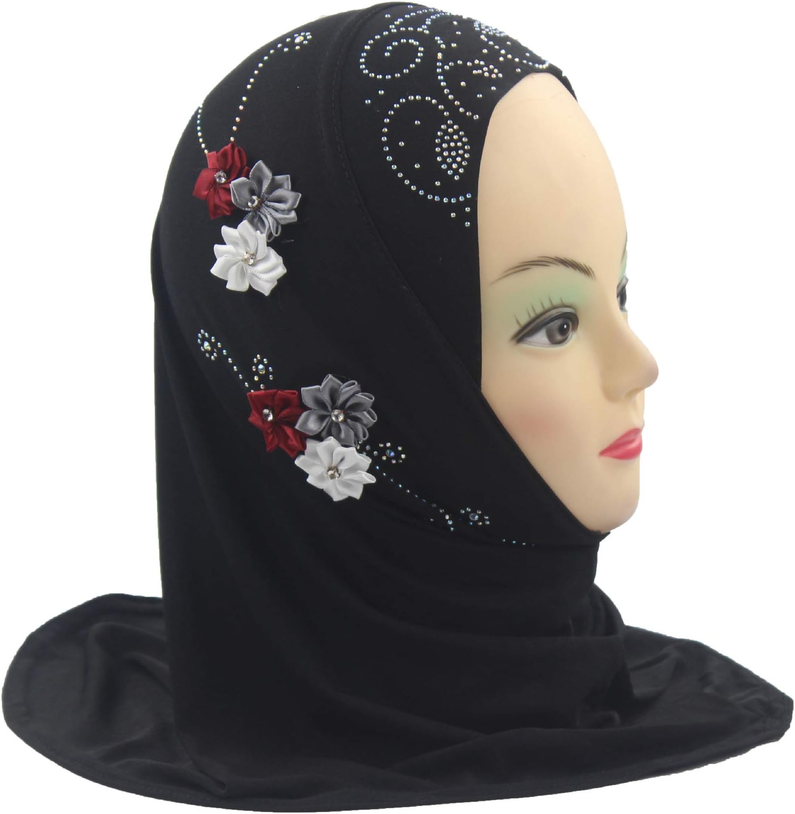 Modest Beauty Hijab Scarf Girls Hijab Head Scarfs Head Wrap with Flowers Hijab for Girls