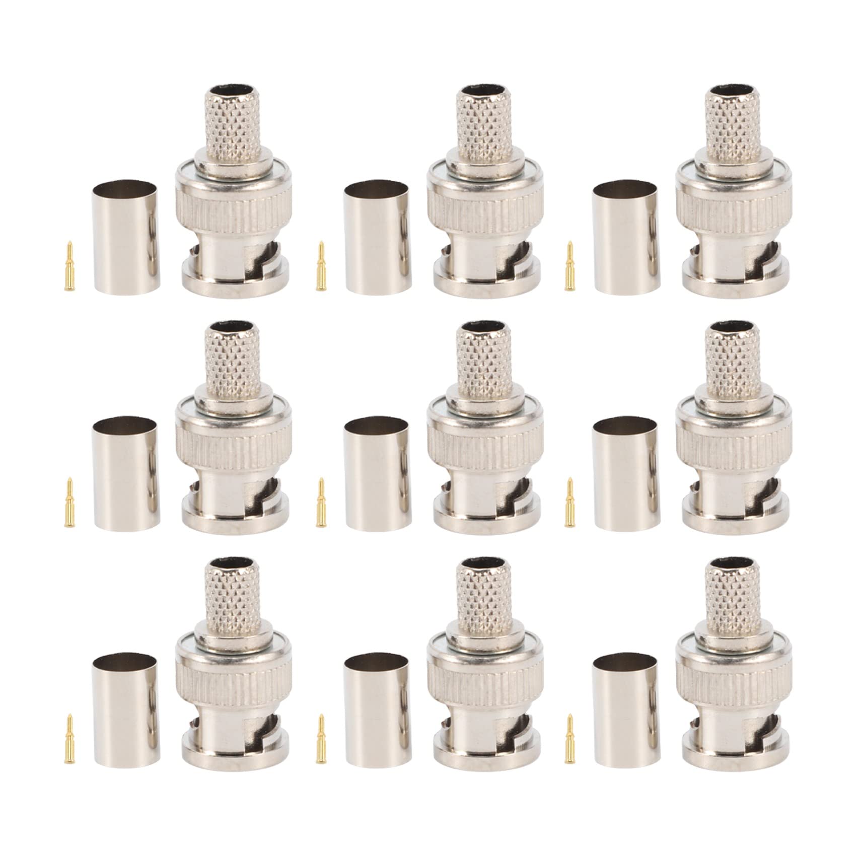IMCCZONY 30PCS BNC Male Crimp Connector for CCTV System Female Coupler Connector BNC RG6
