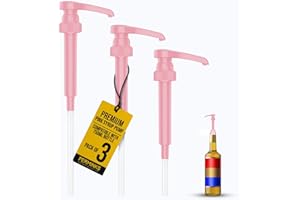 PERMINKS Premium Syrup Pump Compatible with Torani 750 ml Bottle, Davinci Syrups - No Spill, No Clog Syrup Pump Dispenser for Vanilla, Snow Cone, Blueberry, Coffee Flavoring & More (Pack of 3, Pink)