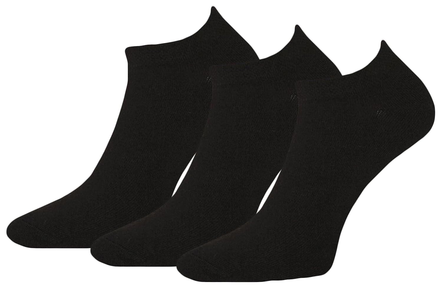 3 Pairs Ladies Plain Black Prohike Performance Cotton Trainer Socks