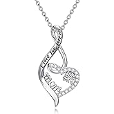 LEECCI Mom Necklace 925 Sterling Silver Infinity Heart Pendant Birthday Mother's Day Jewelry Gifts for Mom Grandma Wife