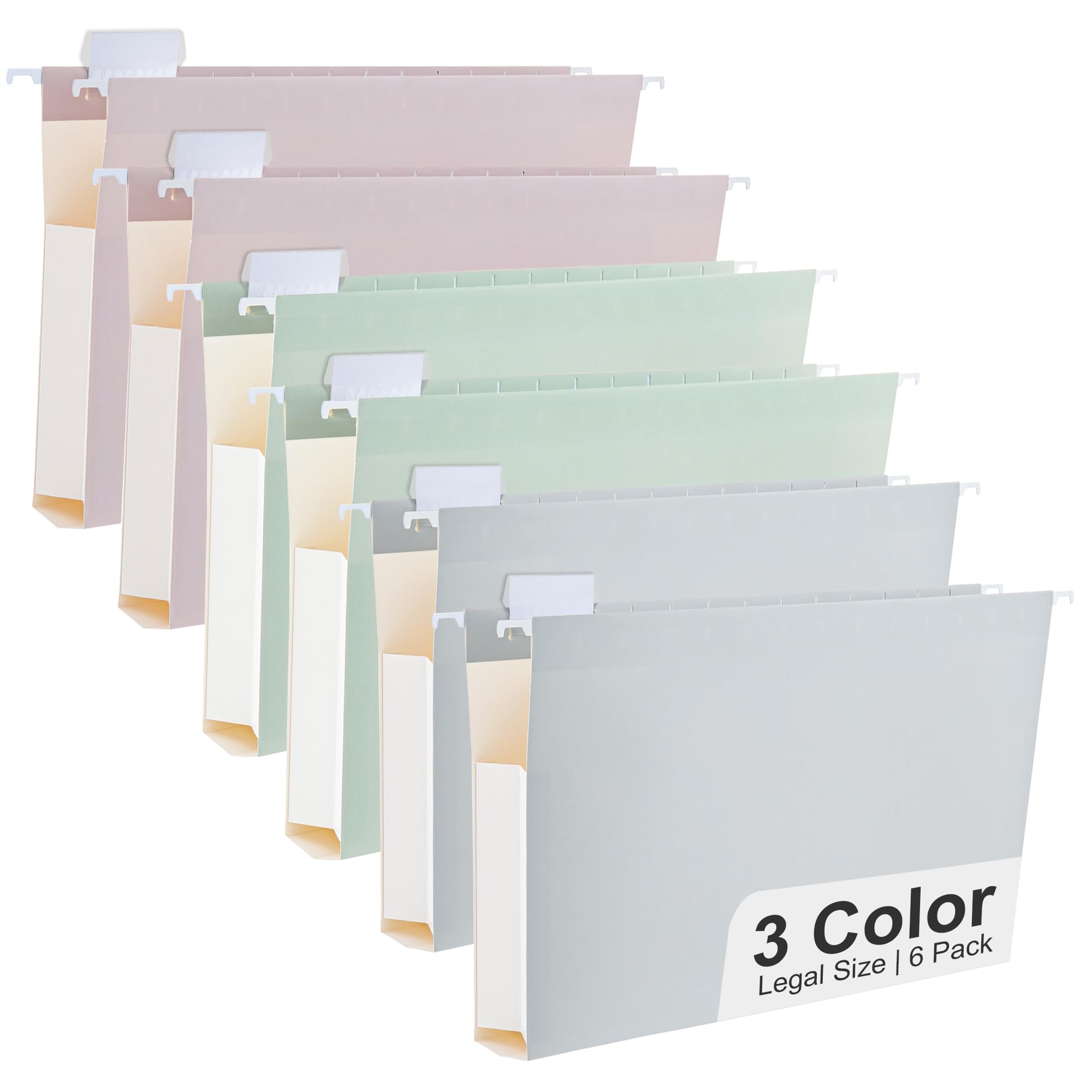 Photo 1 of Y YOMA Legal Size - 6 Pack Extra Capacity Hanging File Folders Accordion Decorative Reinforced File Folder Cute Colored Expandable Folder for Office Home with 1/5-Cut Adjustable Tabs, Morandi Color