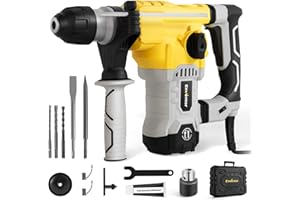 ENVENTOR 1-1/4 Inch SDS-Plus 12A Heavy Duty Rotary Hammer Drill for Concrete Stone, Safety Clutch 4 Functions Electric Demolition Hammer Drill with Vibration Control, Grease, Chisels, Drill Bits, Case