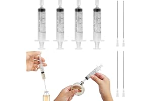 4 Pack-5ml Plastic Perfume Syringe Extracto Decanter Kit with Blunt Stainless Needle Tip, Suitable for Perfume、Ink、Pen、Printe