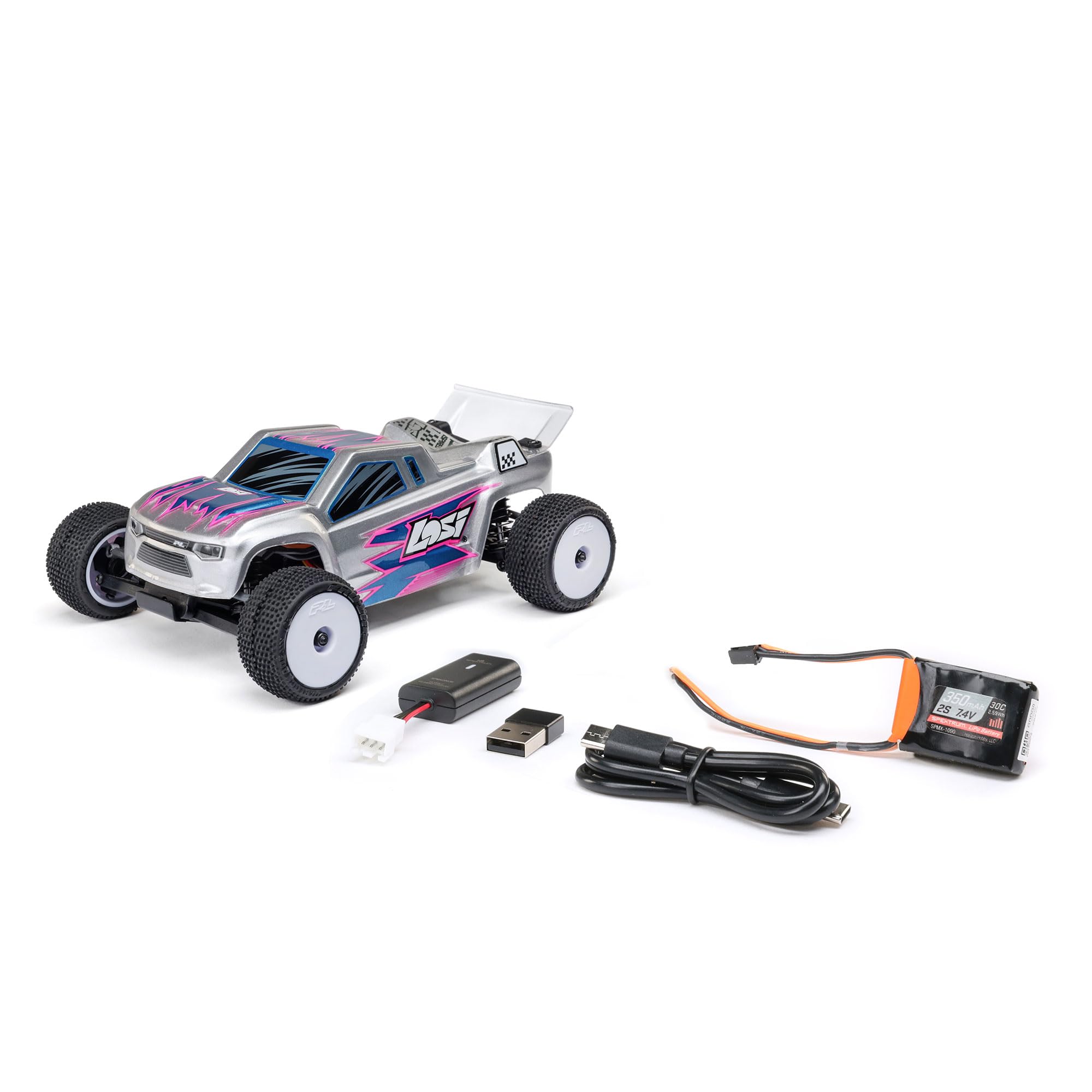 Photo 1 of Losi Micro-T RC Car 1/28 2WD Silver RTR (Battery and Charger Included), LOS-1392T2