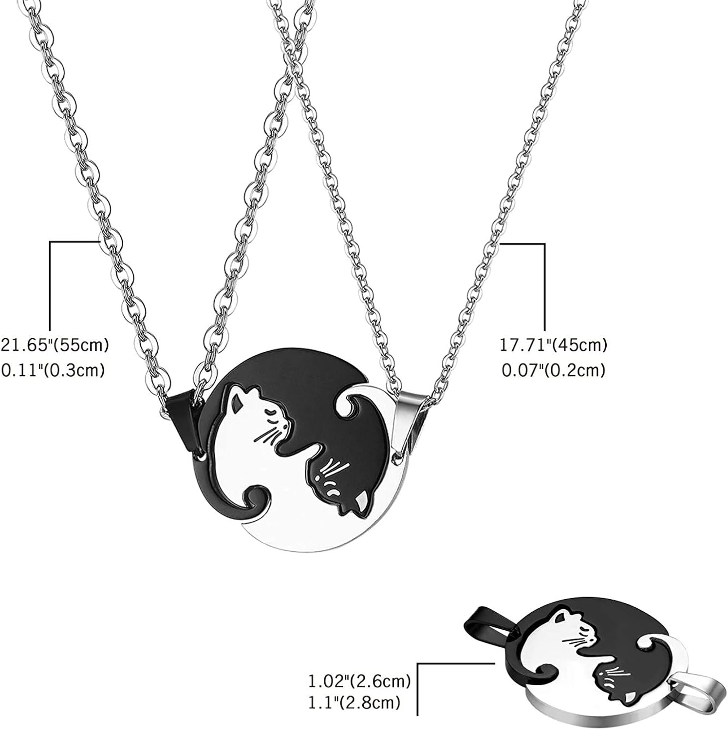 Acier Inoxydable Ruichuangs Collier D Amitie Pour 2 Filles Pendentif Chat Collier Bff Coeur De Collier En Acier Pour Amoureux Couples Amis Best Friends Bijoux Femme