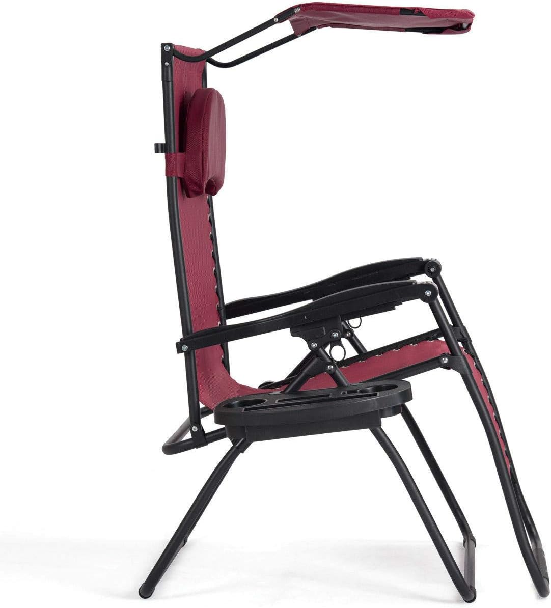 Top Quality555 Wine Red Portable Folding Zero Gravity Beach Chair With Canopy Recliner Lounge Camping Chair Cup Holder Chairs Patio Lawn Garden Snowrobin Jp