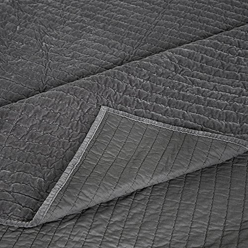 Elegant Life Home Dark Gray Velvet Quilt Queen Reversible Royal Cotton